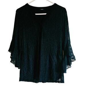 Lotusmile black shimmer striped blouse size large whimsygoth witch